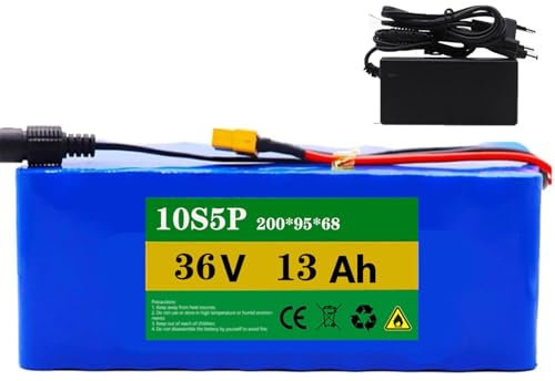 Batería E-Bike 36V 48V 13Ah Bicicleta Eléctrica Batería de Ion Litio para 250W 350W 500W Motor Bicicleta Eléctrica Scooter con 30A BMS y Cargador 36V 13Ah,T
