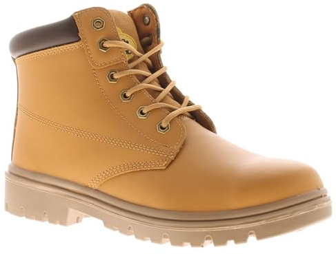 Tradesafe Build S1P SRA Men's Steel Toe Lace-Up Work Boots - Mens Safety Shoes with Puncture-Resistant Midsole, Non-Slip & Anti-Static Safety Footwear Beige 12 UK