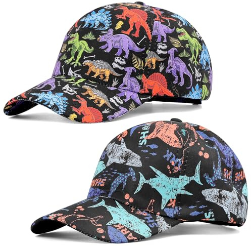 Cheerful Mario 2 Pièces Casquettes de Baseball pour Enfant Garcon Fille 3-8 Ans Réglable Dessins Mignons Anti-UV Noir