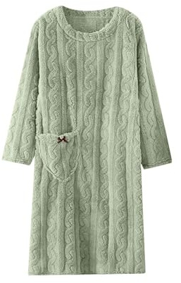 Plysch fleece nattlinne för kvinnor Storbritannien – fluffiga morgonrockar varma och mysiga – långärmad husklänning långärmad nattlinne med fickor luddiga morgonrockar plus size vinter badrock pyjamas