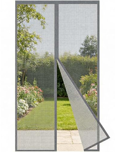 Magnetic Fly Screen Door, Custom Size Fibreglass Mesh Insect Protection Screen with Full Frame Hook&Loop Tape for Patio Balcony Corridors Doors, Automatically Closes