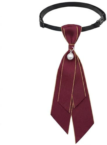 Muorruo Noeud papillon pour femmes, cravate ajustable pour femmes, cravate uniforme de fille, cravate pré-nouée pour femmes avec perle artificielle pour l'école, accessoire de cravate pour femmes,