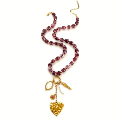 CAZSTYK Cadena de esfera de cerámica con dije de pez cariñoso para mujer, joyería de otoño e invierno, joyería tradicional de aleación para mujer