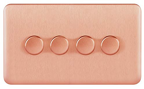 Schneider Electric Lisse Screwless Deco - 4 Gang 2 Way Universal Dimmer Light Switch, 250 W/VA, GGBL6042CLCS, Light Copper