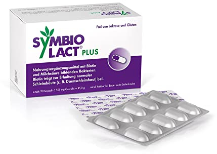 SymbioLact PLUS: Probiotikum in einer vegetarischen Kapsel, Milchsäurebakterien und Biotin für Darm und Darmschleimhaut, 3 x 30 Kapseln