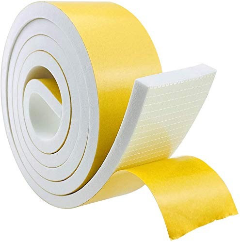 Cinta adhesiva de espuma autoadhesiva blanca 50mm(ancho) x10mm (profundidad), cinta aislante para puertas y ventanas, resistente a la intemperie, anticolisión, insonorización (2 m de largo)