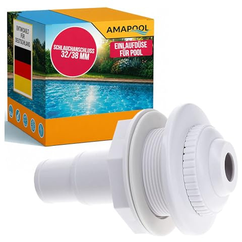 Amapool Inloppsmunstycke 14 cm I Inloppsmunstycke för pool med slangmunstycke 38/32mm I Poolmunstycke Justerbart munstycke I 32mm och 38mm slanganslutning