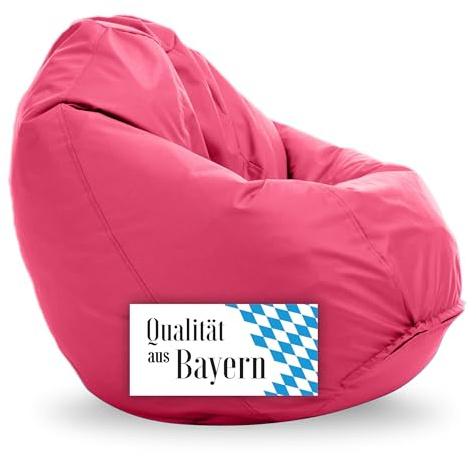 Bruni Bean Bag Classico M en color rosa – Puf para exterior e interior, con saco interior para jugar y leer, funda extraíble, perlas EPS de calidad alimentaria como relleno Beanbag, de Alemania