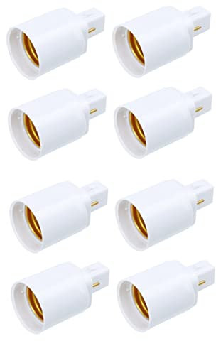 DOITOOL Ständer 8 Stk G24 Auf E27 d Konversionslampenkopf Cfl Lampensockel Licht, Buchse Konverter Lampenadapter Drei E27 [metallmaterial]: Vernickeltes Kupfer Stecker Weiß Die Glühbirne