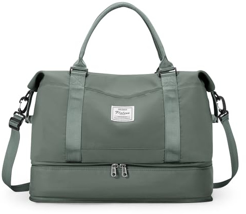 SEAFEW Sac de Voyage 40x30x20 pour Ryanair Bagage Cabine Avion sous Siège | Sac fourre-tout sport week-end, Bagage à Main Cabine Avion Léger, avec Compartiment à Chaussures pour Travel Gym,Vert armée