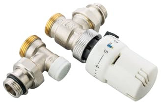 Kiamami Valentina Kit con VÁLVULA Y DETENTOR Cuadrados 1/2'' X 3/4'' con Cabeza TERMOSTÁTICA