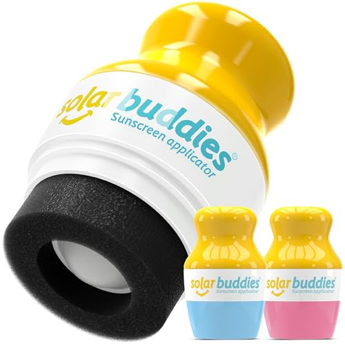 Applicateur de crème solaire Solar Buddies – Lot de 2 – Rechargeable sans BPA à bille & éponge – Pour crème solaire et lotions – Enfants, adultes, familles – 100 ml (D-BP)