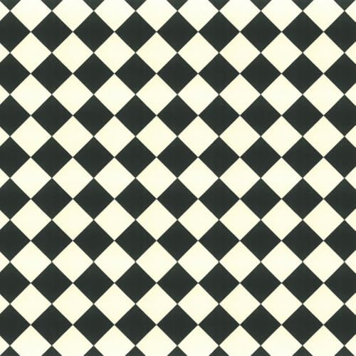 VINYL FLOORING UK Black White Chequre Tile Effect Anti-Slip Vinyl Flooring For Kitchen Bathroom LivingRoom DiningRoom 2.8mm Thick Vinyl Sheet Waterproof Linoleum Sheet-1m(3'3) X 4m(13'1)-4m²