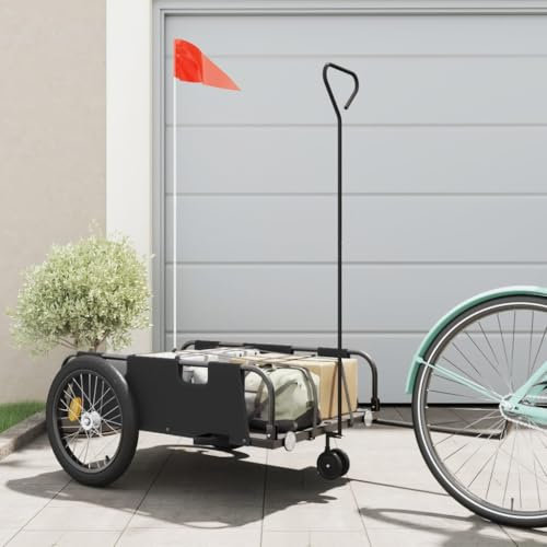 Tidyard Remorque de vélo Noir Tissu Oxford et Fer, Remorque Chariot à vélo, Chariot de Transport, Multifonctionnel Remorque de Transport pour Camping, Trekking Style C