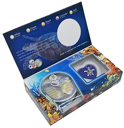 Make a Wish pärlor halsband sköldpadda bur medaljong ostronpärlor halsband sats önskepärla kärlek skapande kit önskad pärla presentförpackning för vuxna och barn, Halskettenlänge 45 cm, Pärla
