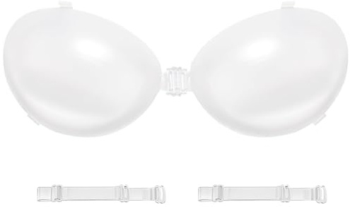 Nimiah Silicone Clear Adhesive Bra - Push up Invisible Sticky Boobsfor Women for Backless Dress Top with Nipple Covers for B Cup