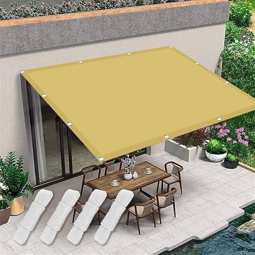 Impermeable Toldo Vela de Sombra 230 x 280 cm con Ojales Poliéster con Cuerdas de Fijación Toldo Vela de Sombra Patio con Cuerda Libre para Jardín Patio Exteriores Arena, Amarillo Arena