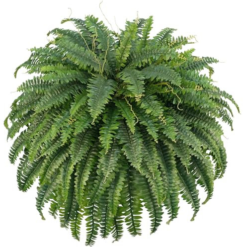 FOREST PRINCE Felci Artificiali Giganti di Boston, 132cm Piante Cespuglio Felce Finta Grandi da Esterno per Casa Finestra Giardino Patio Fioriera Sospesa Balcone Vaso Giardino (98 Fronds)