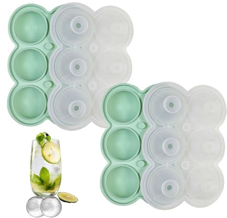 XFSRG 2Pcs Molde Hielo Redondo, Cubiteras Para Hielo Antiadherente, desmolde rápido, perfecto para whisky, cócteles, café y más
