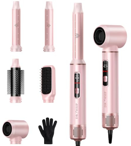 Dryhsip 5 In 1 Spazzola Asciugacapelli Regalo, Air Styler Per Capelli Ad Aria Calda, Hair Airstyler Hairstyler Arricciacapelli, Set Spazzole Con Phon/Phone Multifunzione Lissante Rotonda - Pink
