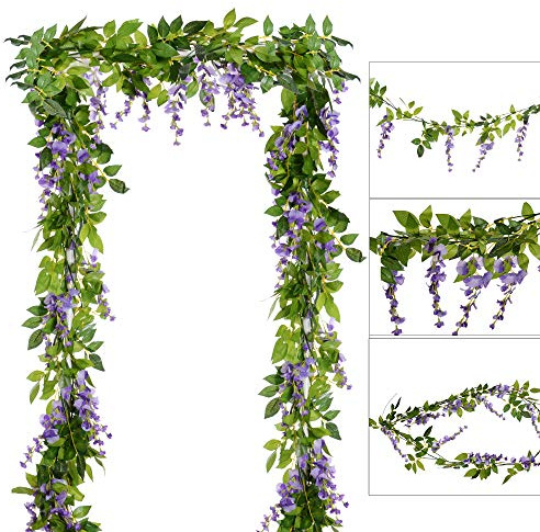 DearHouse Lot de 4 guirlandes de glycine Artificielle de 2 m en Soie à Suspendre, décoration pour Jardin, Maison, Jardin, cérémonie, Mariage, Arche Floral