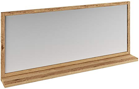 Woodkings Spiegel Sydney 138x60cm mit Ablage I Badspiegel Wildeiche Holz Rahmen I großer Wandspiegel für Badezimmer oder Flur I Holzspiegel