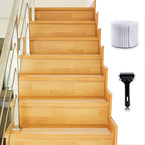 BOMEI PACK Antiderapant Escalier Autocollant 15 Pack, Ruban Adhésif de Sécurité 10 x 60cm PEVA, Bandes Antidérapantes pour Escaliers et salle de bain