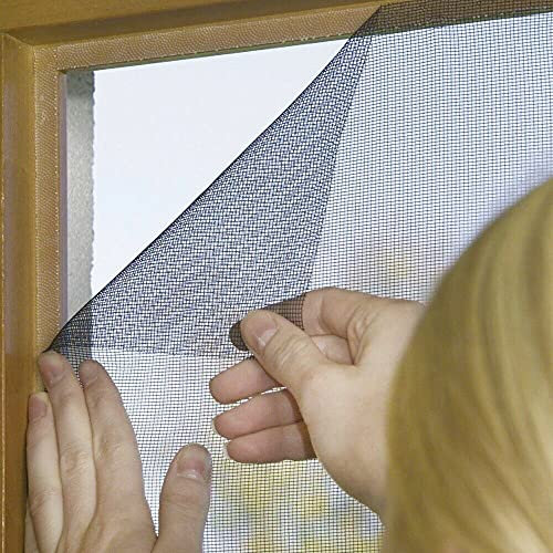 BricoShopping® Mosquito Net Curtain Mosquito Net Adhesive Mosquette Version 2 Veil With Universal Adjustable Tear For Door Window Balcony Camper Anti Insect Mosquitoes Diy (130x150cm, Black)