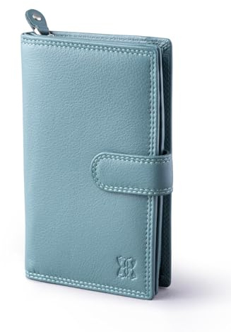 Lakeland Leather Real Leather Medium Tab Purse in Teal Green