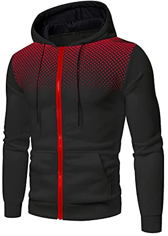 Gilet Homme Militaire Capuche Zippé Pulls, Gilets et Sweats Homme Veste Travail Militaire Polaire Hommes Blousons Coupe Vent Pas Cher Léger Hoodie Parka Marque Automne Halloween Noir M