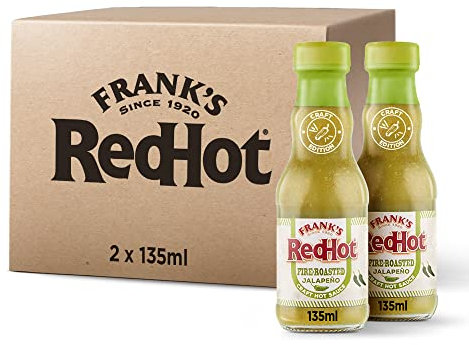Frank's RedHot Fire-Roasted Jalapeño Craft Hot Sauce 135 ML, Pack of 2, Smokey Fiery Hot Chilli Sauce, Use as Condiment, for Veg & Non-Veg Cuisine, Perfect for Grilled Chicken, Nachos and Tacos