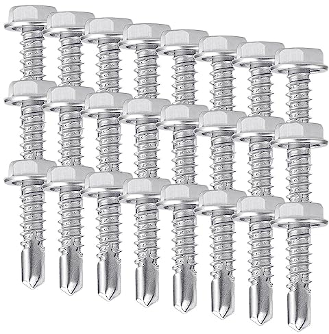 HAOMEEDUO 100 Tornillos Autorroscantes Hexagonales para Metal M4,8x19mm Tornillo Autorroscante para Chapa Tornillos de Acero Inoxidable Hex Head Autorroscante Tornillo de Acero para Paneles de Tejado