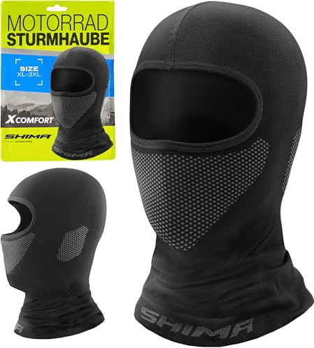 Shima X-Comfort Cagoule Moto Homme Femme Balaclava Ete Hiver Vêtements de Protection Equipements Masque Elastique Respirante Multifonction sous Casque (Unisex, Noir, XL-3XL)