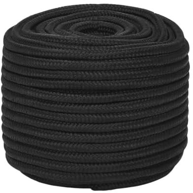 LAPOOH Corda Completamente Nera 20 mm 25 m in Polipropilene,Corde,Fili e Catene,Cavi e funi,Corda Intrecciata,Cima per Ancoraggio e Ormeggio-152511