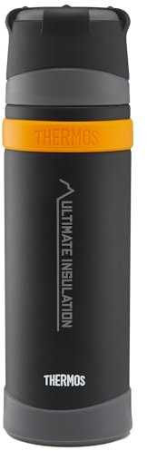 Thermos - Matt Black Ultimate Flask (500ml), Reusable Insulated Stainless Steel Thermal Coffee Cup for Hot or Cold Drinks, Vacuum Sealed Water Flask with a Leak-Proof Lid, 24hr Hot/24hr Cold