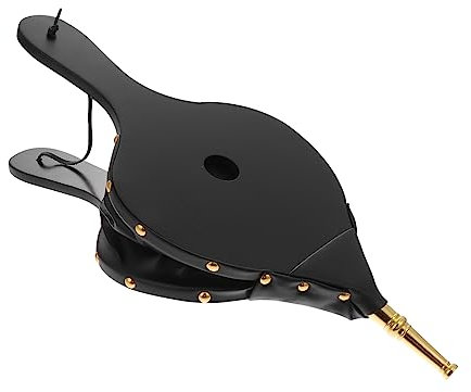 CIYODO Manual Wooden Fireplace Bellows Gold Nozzle, Portable Fire Blower for Home and BBQ, Handheld Air Blower for Efficient Fire Ignition