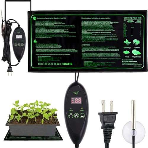 Tappetino riscaldante per piantine 30W, tappetino riscaldante per serre, impermeabile IP67, 6 gruppi di timer, tappetino riscaldante idroponico per piante da seme, rettili, anfibi, 25,4 x 50,8 cm