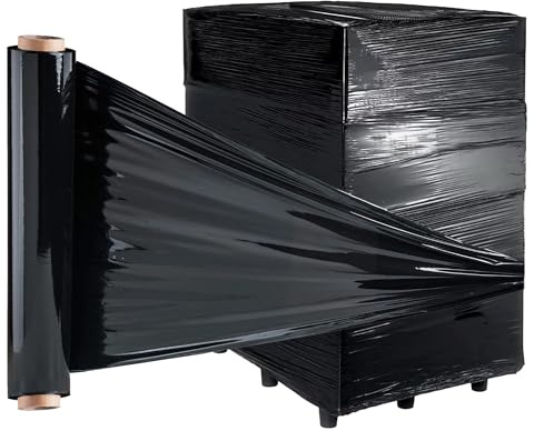 G4GADGET Rouleau de film étirable noir pour palette - 400 mm x 220 m (23 microns, 1,2 kg) | Film étirable résistant aux déchirures | Rouleau de film rétractable pour emballage, déménagement, rangement