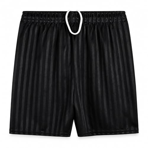 reshmena® Kids Football Shorts Unisex Athletic Shorts Junior Boys Running Gym Fitness Shorts Shadow Stripe PE Shorts Uniform Lightweight Children Shorts 13 Yrs Black