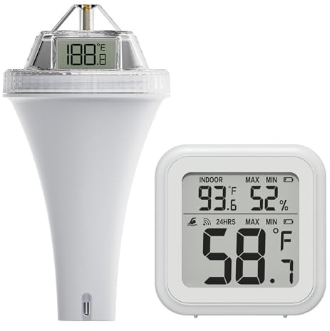 FTVOGUE Thermomètre de Piscine Intelligent Hub WiFi pour à Distance avec Portée de 300 Pieds pour Spas, Aquariums, Bains pour Bébés, écran LCD (Thermomètre de piscine et écran d'affichage de)