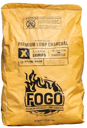 FOGO Super Premium Oak Restaurant Quality All-Natural Large Sized Hardwood Lump Charcoal for Grilling and Smoking, 17.6 Pound Bag