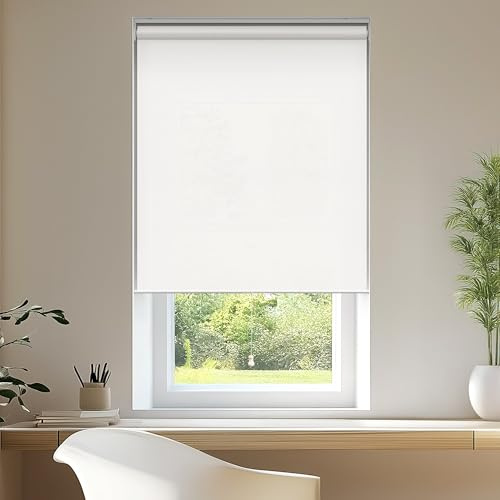 CHICOLOGY Cordless Roller Shades for Windows, Light Filtering Window Blinds, Easy Install Window Shades for Home & Apartments, UV Protection, Modern Window Treatments, Urban White, 34 W x 72 H