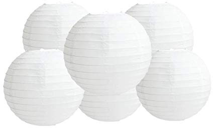 White Paper Lanterns 20 (50 cm) Pack of 6 Round Paper Lanterns Lampshade Party Decorations