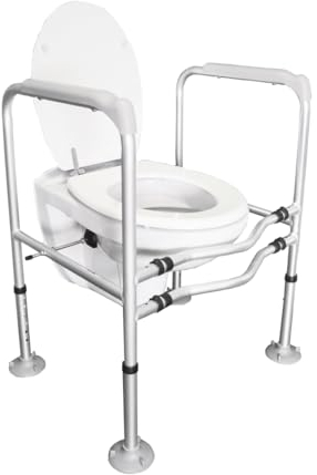 Identités, Accoudoirs de Toilettes, Bermudes, Sécurise WC, Structure Aluminium, Evite les Chutes, Hauteur et Largeur Ajustables, Larges Ventouses Antidérapantes, Poids Max 125 kg
