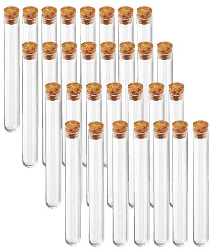 Reagenzglas mit Korken, Exceed 30 Stück 30ml (20 * 150mm) Reagenzgläser Kunststoff Transparent Test Tube für Blumen Gastgeschenke Hochzeit Süßigkeiten Badesalz Gewürze