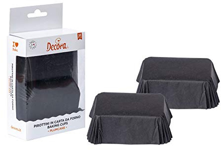 DECORA, 0339882 Moules à Mini-Plumcakes, Très Pratiques pour Cuire, Présenter et Offrir des Mini-Plumcakes, Résistant jusqu'à 220°, Fabriqué en Italie, Couleur Noir