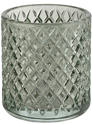 WENKO Zahnputzbecher Mod. Atessa stilvoller Zahnbürstenhalter mit dekorativer Rautenstruktur für Zahnpasta und Zahnbürste Badezimmer und Gäste-WC geeignet Mundspülbecher in Mint Ø 7,5 x 10 cm Glas