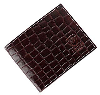 J. Wilson London Echte Herren-Geldbörse aus echtem Leder, Krokodil-Look, mit Geschenkbox, dunkelbraun, Einheitsgröße, Zeitgenössisch
