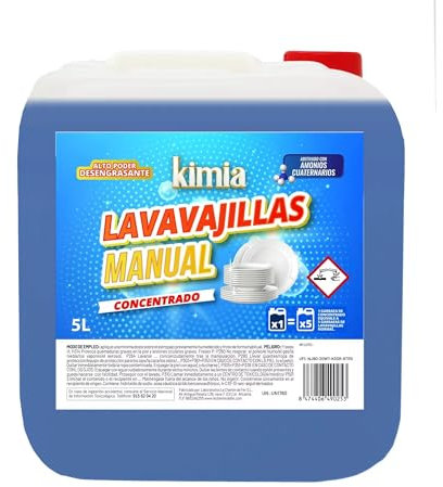 KIMIA - Lavavajillas Manual BAC 5L | Lavavajillas para Hogar | Detergente para Superficies | Limpieza Profunda | Elimina Grasa y Residuos | Alta Concentración | Desengrasante Potente