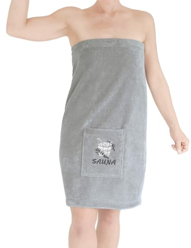 Lashuma Saunahandtuch Damen, Frottee Frauen Saunakilt Stein - Grau, 100% Baumwolle, Größe: XS - M
